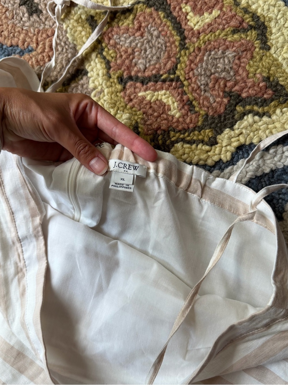 J. Crew Striped Tie‑Strap Sundress in Cream and White Size XL - Picture 3 of 10